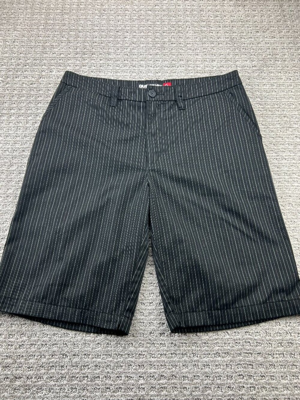 Quiksilver Chino Shorts Men Size 34 Black White Pin Stripes Casual Golf Golfer